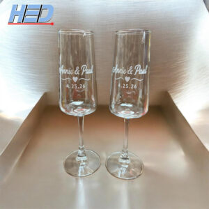 Laser Engraved Champagne Glasses for Weddings